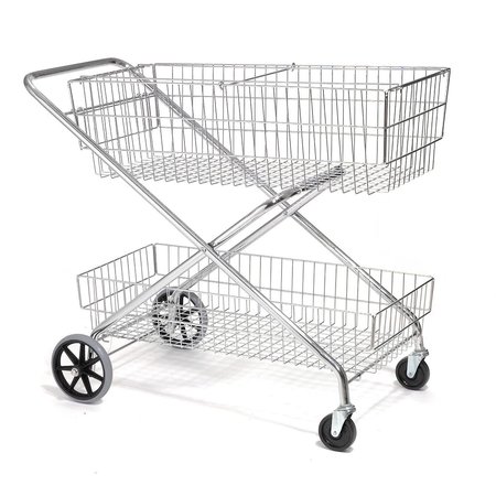 GLOBAL INDUSTRIAL Wire Utility Basket Mail Cart 200 Lb. Capacity, 44L x 22W x 35H 500152